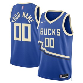 Camiseta Hombre Milwaukee Bucks Personalizadas 2024-25 Nike City Edition Azul Swingman